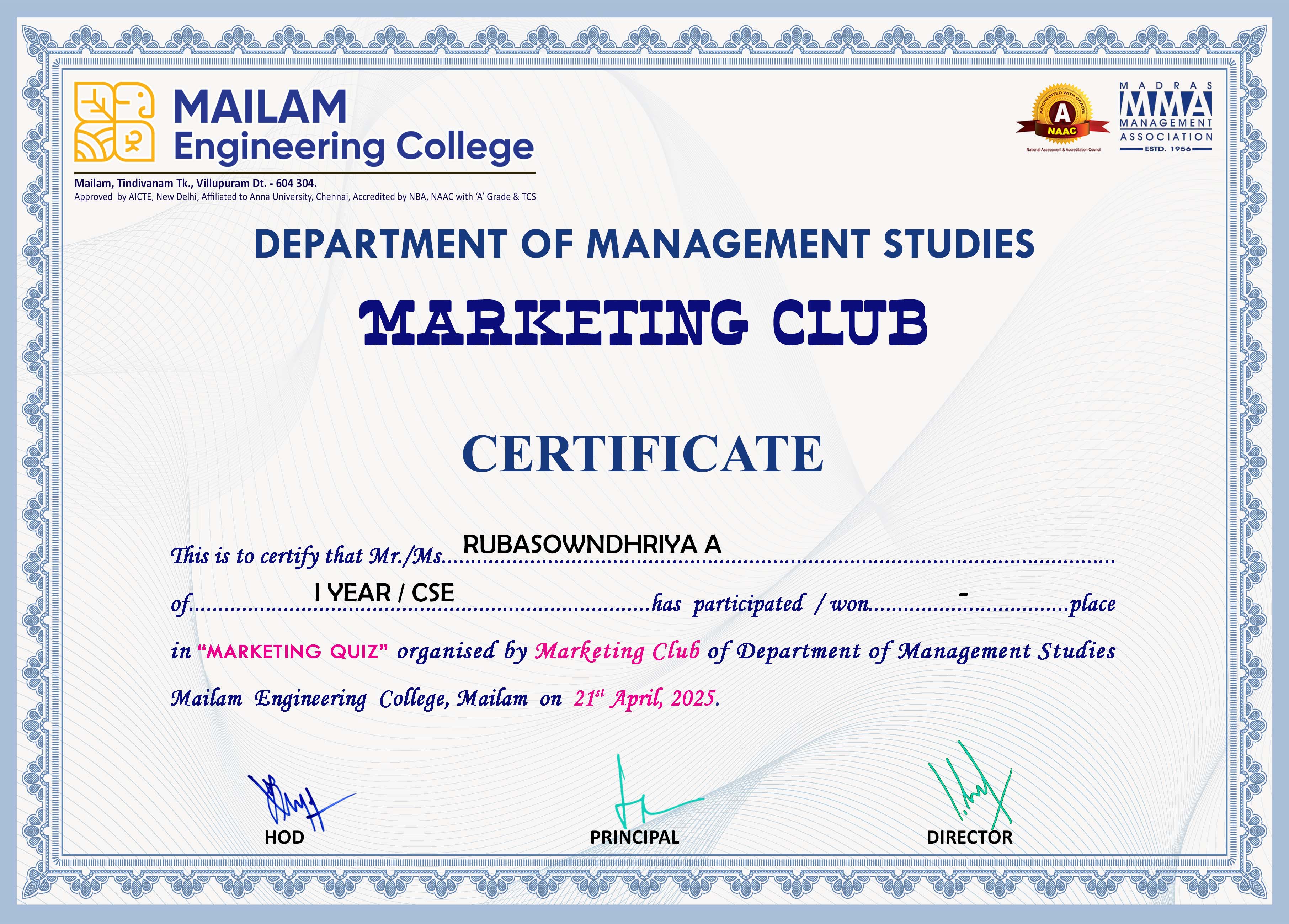 Participation Certificate